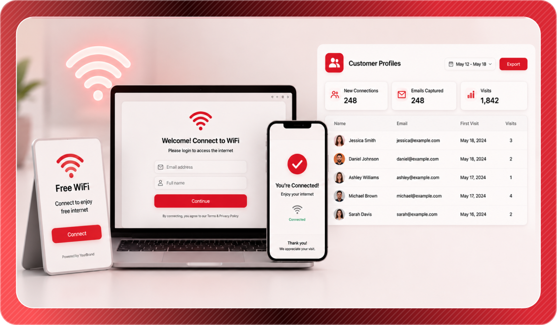 Beambox plug-and-play WiFi marketing setup dashboard